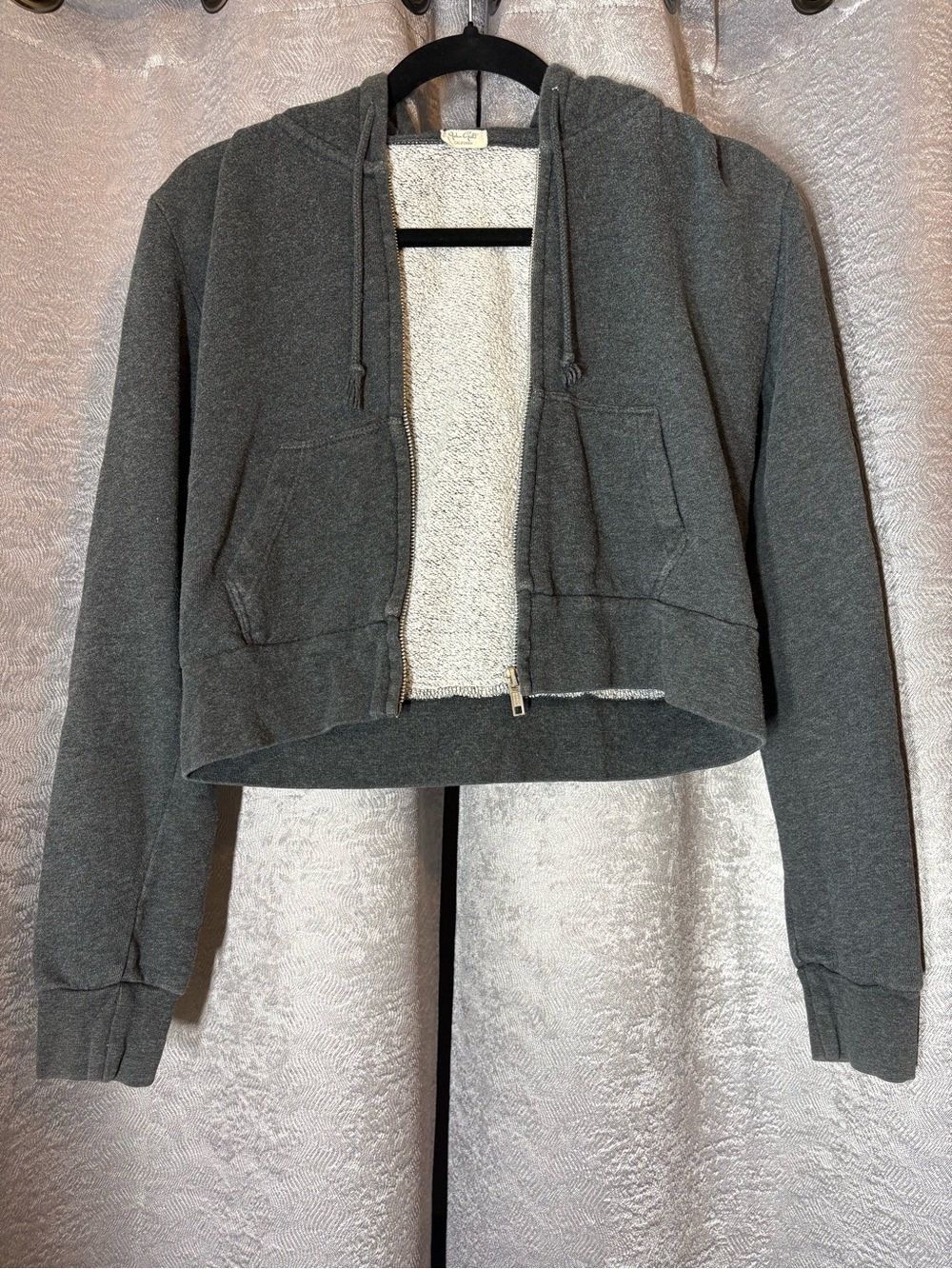 Brandy Melville Gray Cropped Zip Hoodie